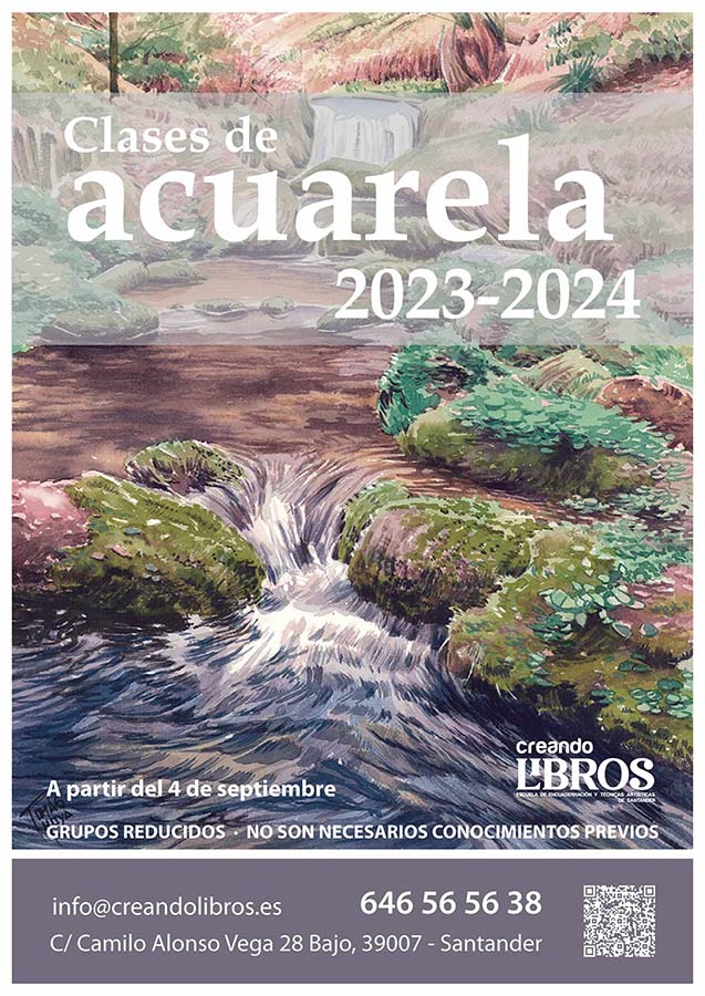 Clases de acuarela 2023-2024, en Santander, en Creando Libros, impartidas por Tomás Hoya Cicero