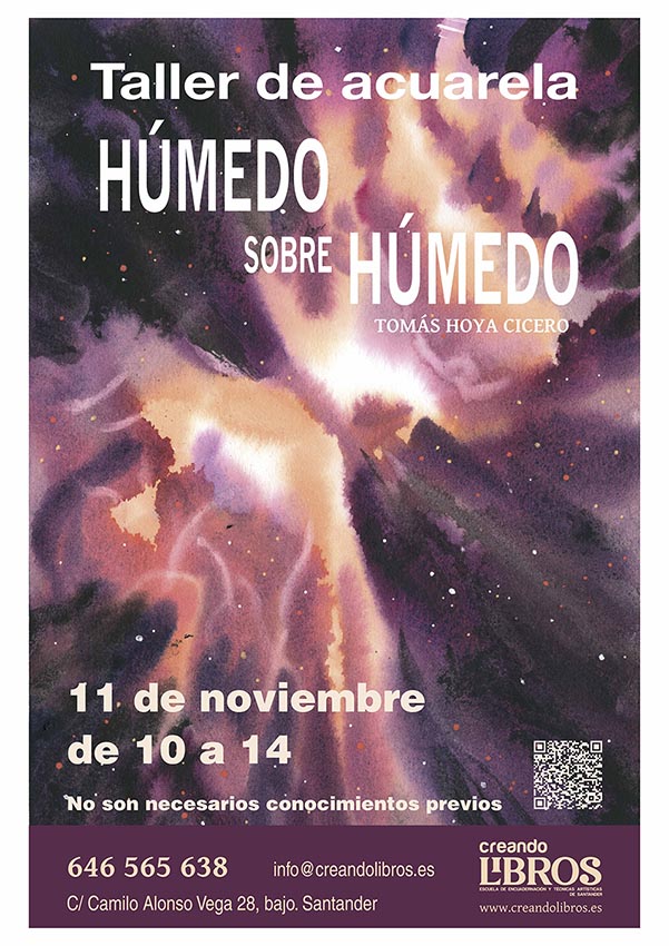 Taller de acuarela "Húmedo sobre húmedo", impartido por Tomás Hoya Cicero en Creando Libros de Santander