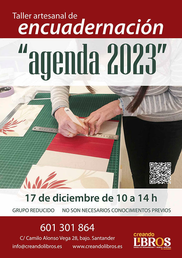 TALLER DE ENCUADERNACIÓN AGENDA 2023 el día 17 de diciembre en Creando Libros, en Santander