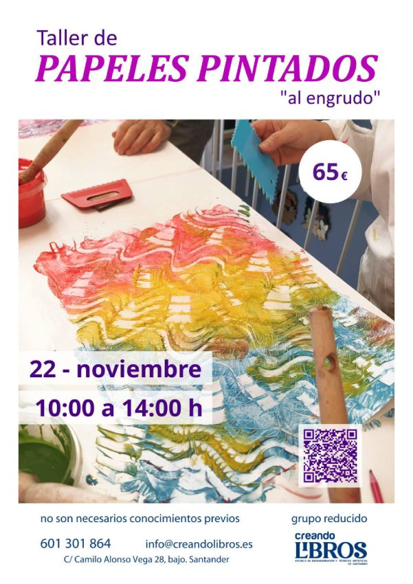 TALLER DE PAPELES PINTADOS AL ENGRUDO-22 NOVIEMBRE 2025, EN CREANDO LIBROS DE SANTANDER